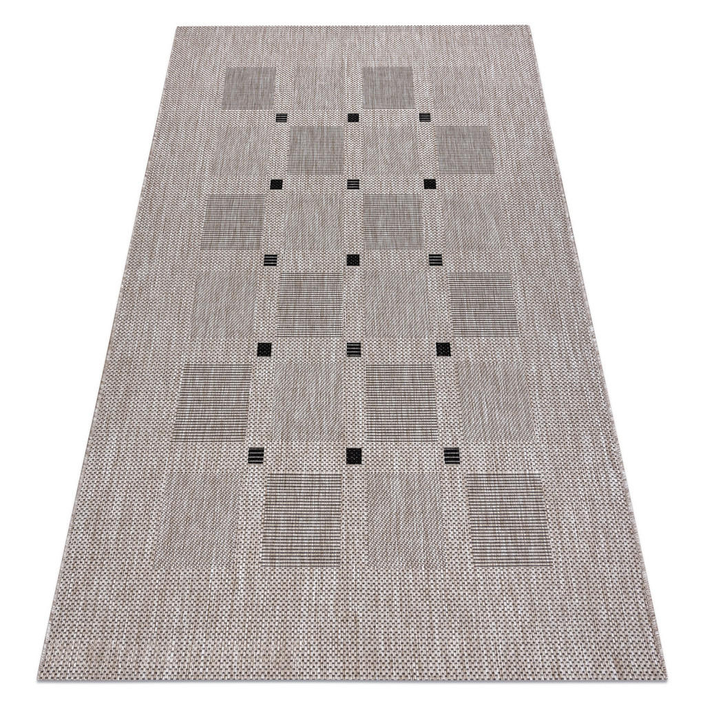 rugsX KOBEREC SIZAL FLOORLUX 20079 čtverce stříbrný / Černá 240/330 cm