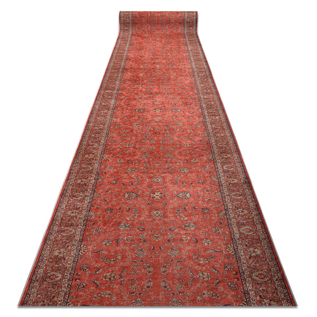 rugsX POGUMOVANÝ běhoun LOTUS TRADITION 58160 Klasický, ornament červená NA MYTÍ 80cm 80/100 cm