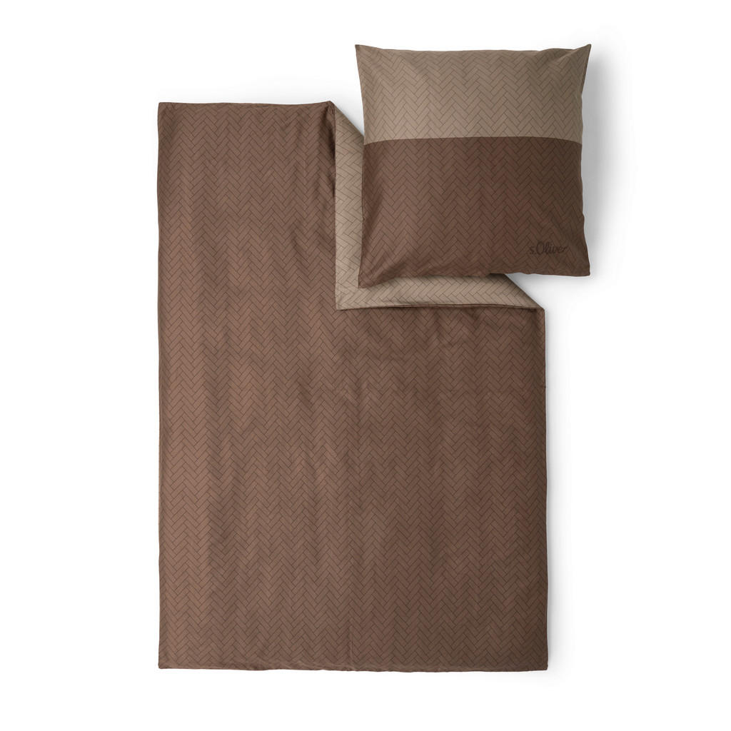 S. Oliver POVLEČENÍ, makosatén, hnědá, 135/200 cm