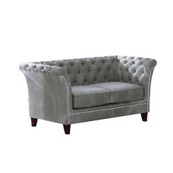 S-Style CHESTERFIELD DVOUMÍSTNÁ POHOVKA Fusion ze šedého sametu