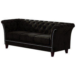 S-Style CHESTERFIELD TŘÍMÍSTNÁ POHOVKA Fusion z černého sametu