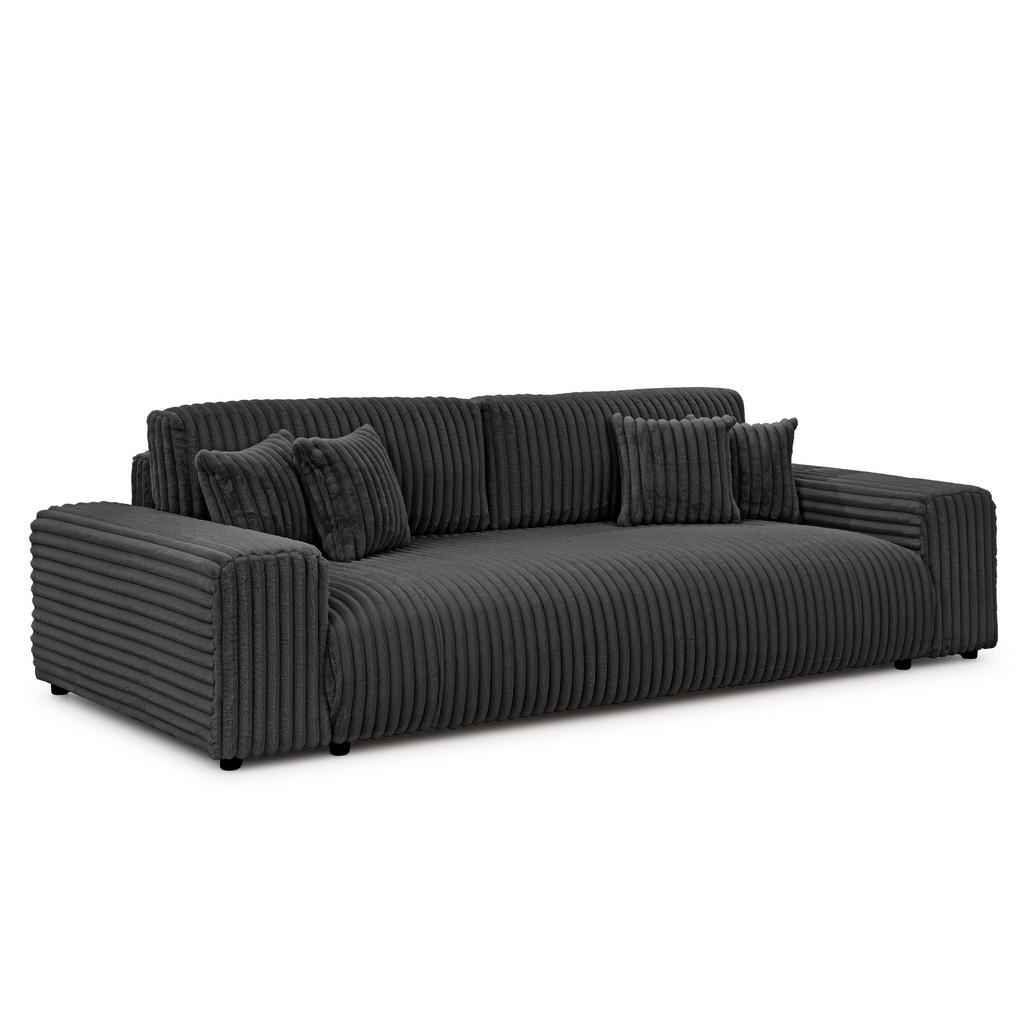 S-Style POHOVKA BIG SOFA Mollis s funkcí spaní a úložným prostorem v tmavě šedé barvě z plyšového manšestru