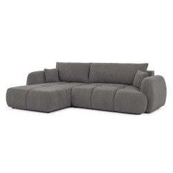 S-Style ROHOVÁ POHOVKA Loretto z přírodní taupe potahové látky s funkcí spaní, úložným prostorem a hlubokým prošíváním v designu Bubble - Otomana vlev