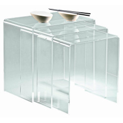 SADA ODKLÁDACÍCH STOLKŮ, čiré, plast, 34/39/44/38/40/42/29.5 cm