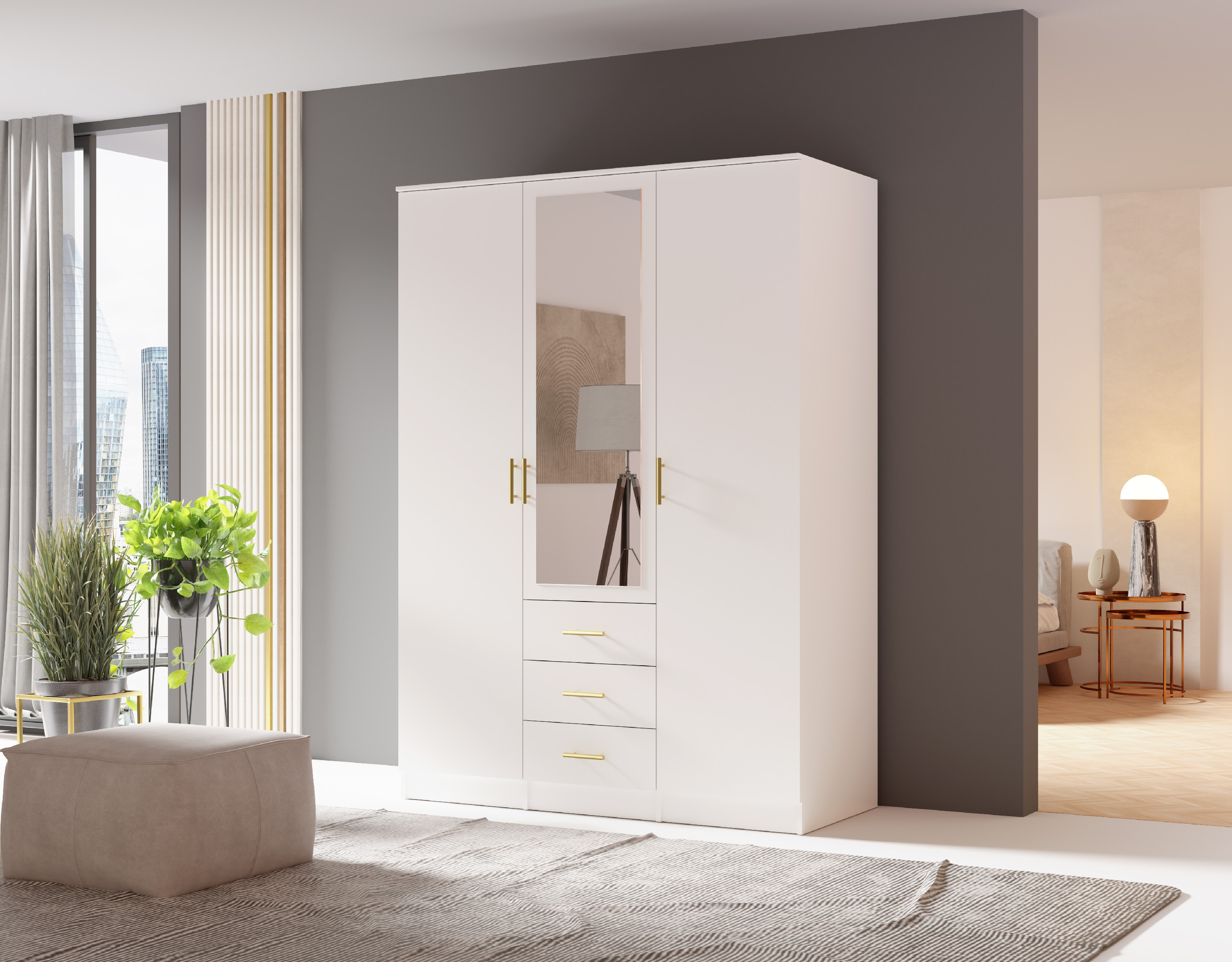 Šatní skříň 3D - Bílá Barva korpusu: Bílá, Rozměry: 150 cm