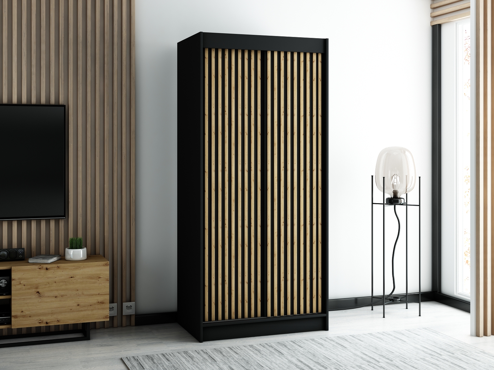 Šatní skříň Abi Lamelo 1 Barva korpusu: Bílá, Rozměry: 100 cm