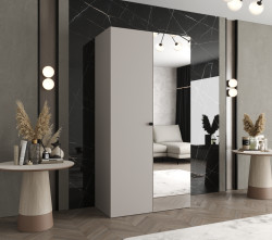 Šatní skříň Abi Parma 2 Rozměry: 100 cm, Pásky / úchyty: Černá, Barva korpusu + barva dveří: Kašmír + Kašmír