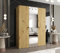 Šatní skříň Abi Parma 2 Rozměry: 150 cm, Pásky / úchyty: Černá, Barva korpusu + barva dveří: Dub artisan + Dub artisan