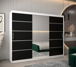 Šatní skříň Abi V2 Economy Barva korpusu: Bílá, Rozměry: 250 cm, Dveře: Černá