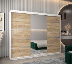 Šatní skříň Abi V2 Economy Barva korpusu: Bílá, Rozměry: 250 cm, Dveře: Dub sonoma