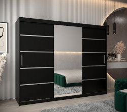 Šatní skříň Abi V2 Economy Barva korpusu: Černá, Rozměry: 250 cm, Dveře: Černá