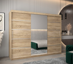 Šatní skříň Abi V2 Economy Barva korpusu: Dub - sonoma, Rozměry: 250 cm, Dveře: Dub sonoma