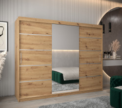 Šatní skříň Abi V2 - šířka 250 cm - Dub artisan/ Dub artisan Barva korpusu: Dub - Artisan, Rozměry: 250 cm, Dveře: Dub-Artisan
