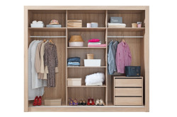 Šatní skříň angelika s posuvnými dveřmi a kontejnerem i - dub sonoma