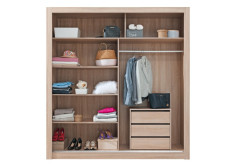 Šatní skříň angelika s posuvnými dveřmi a kontejnerem ii - dub sonoma