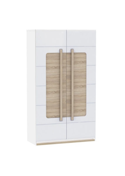 Šatní skříň attention - bílý/dub sonoma/bílý lesk