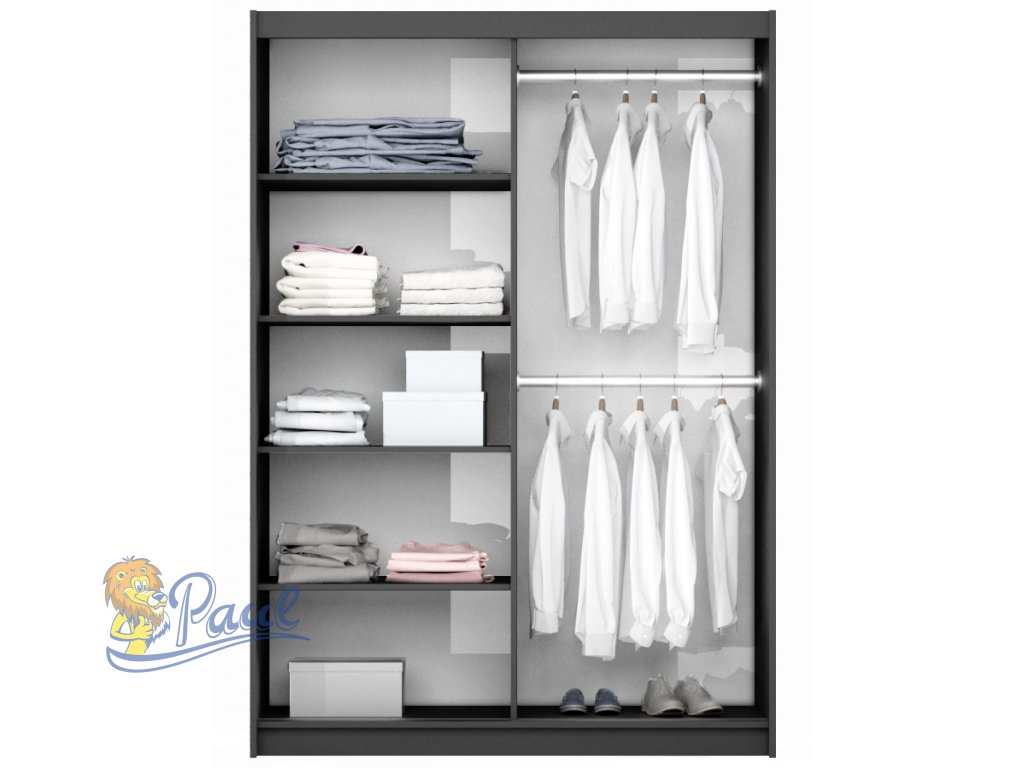 Šatní skříň Bastia Barva korpusu: Grafitová, Rozměry: 150 cm