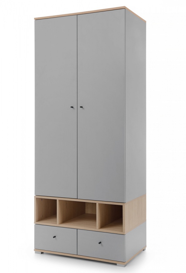 Šatní skříň baxter - šedá, dub biscuit