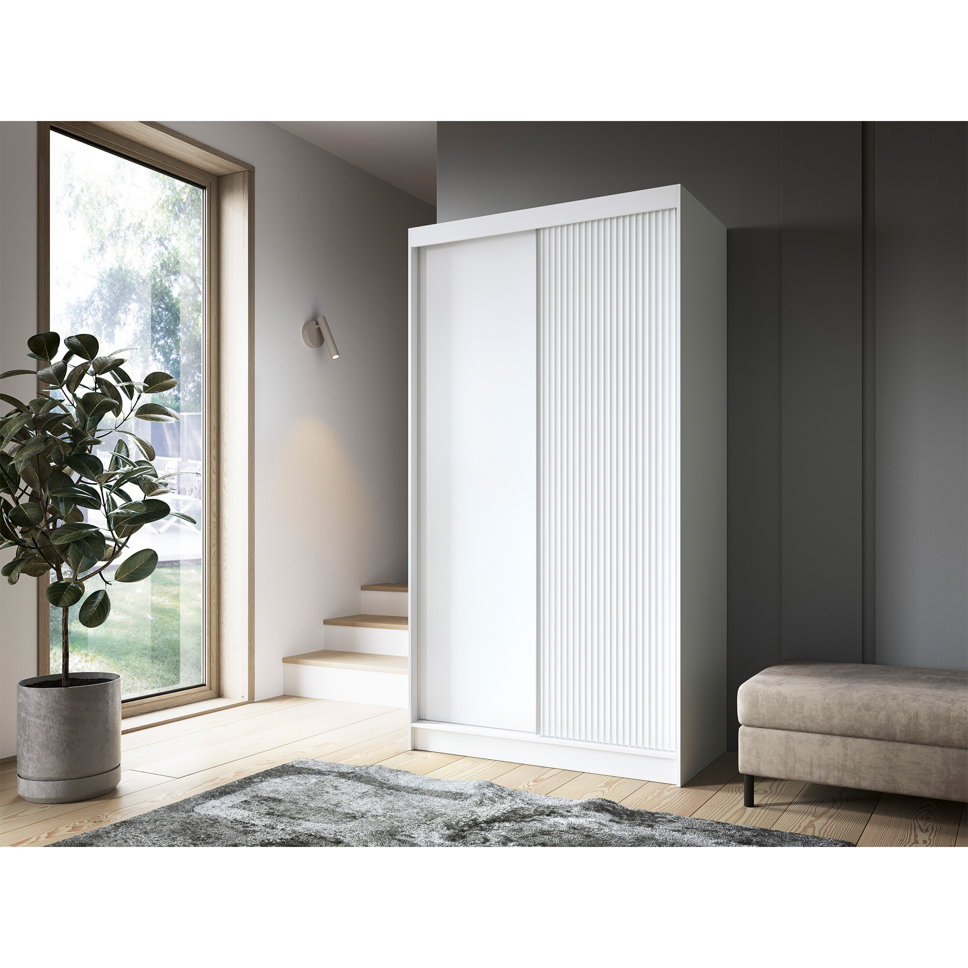 Šatní skříň Biancco II Barva korpusu: Bílá, Rozměry: 120 cm, Dveře: Bílá - bez zrcadla