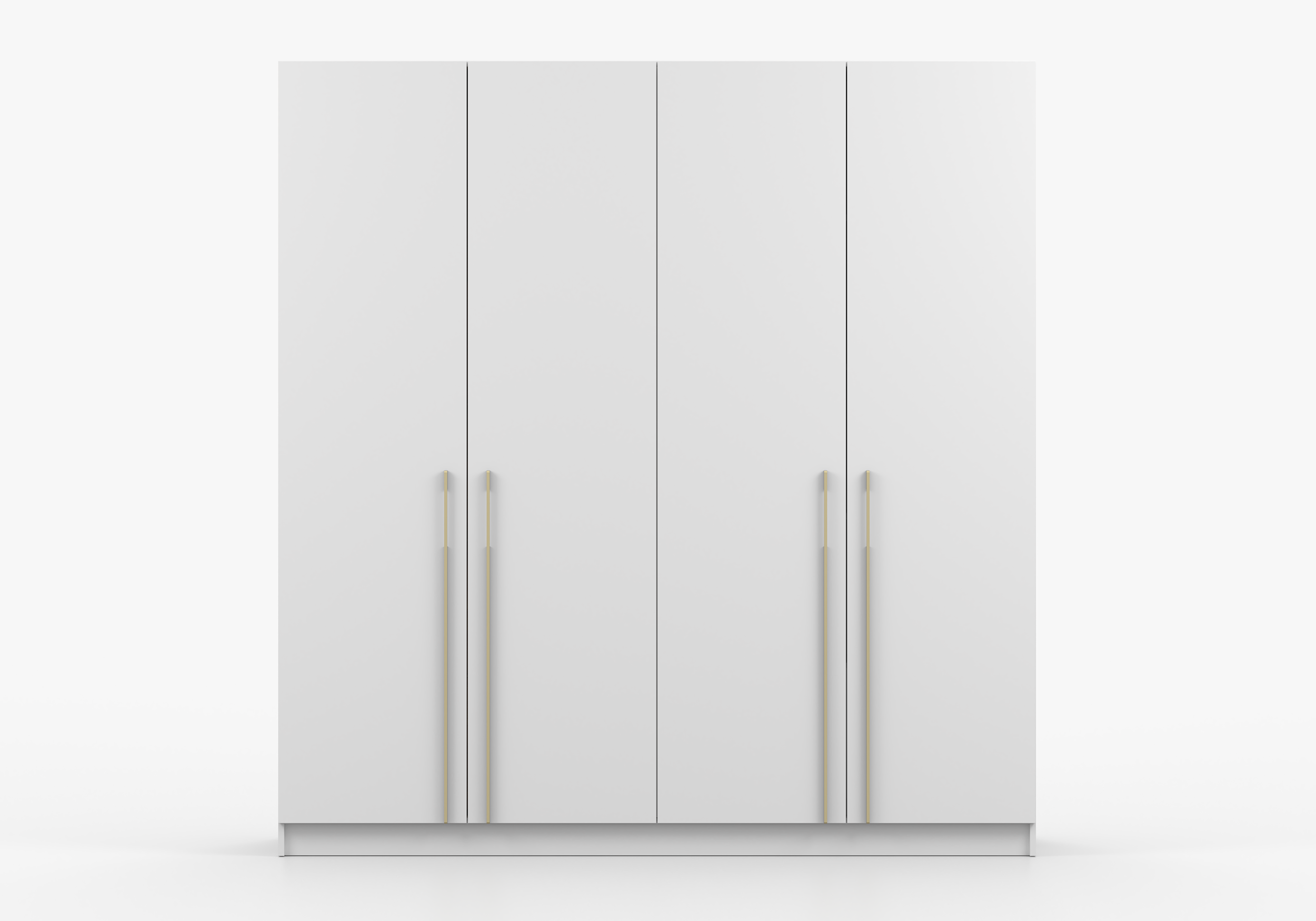 Šatní skříň Kaszmir 4D Rozměry: 200 cm, Pásky / úchyty: Zlatý, Barva korpusu + barva dveří: Bílá