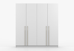 Šatní skříň Kaszmir 4D Rozměry: 200 cm, Pásky / úchyty: Zlatý, Barva korpusu + barva dveří: Bílá