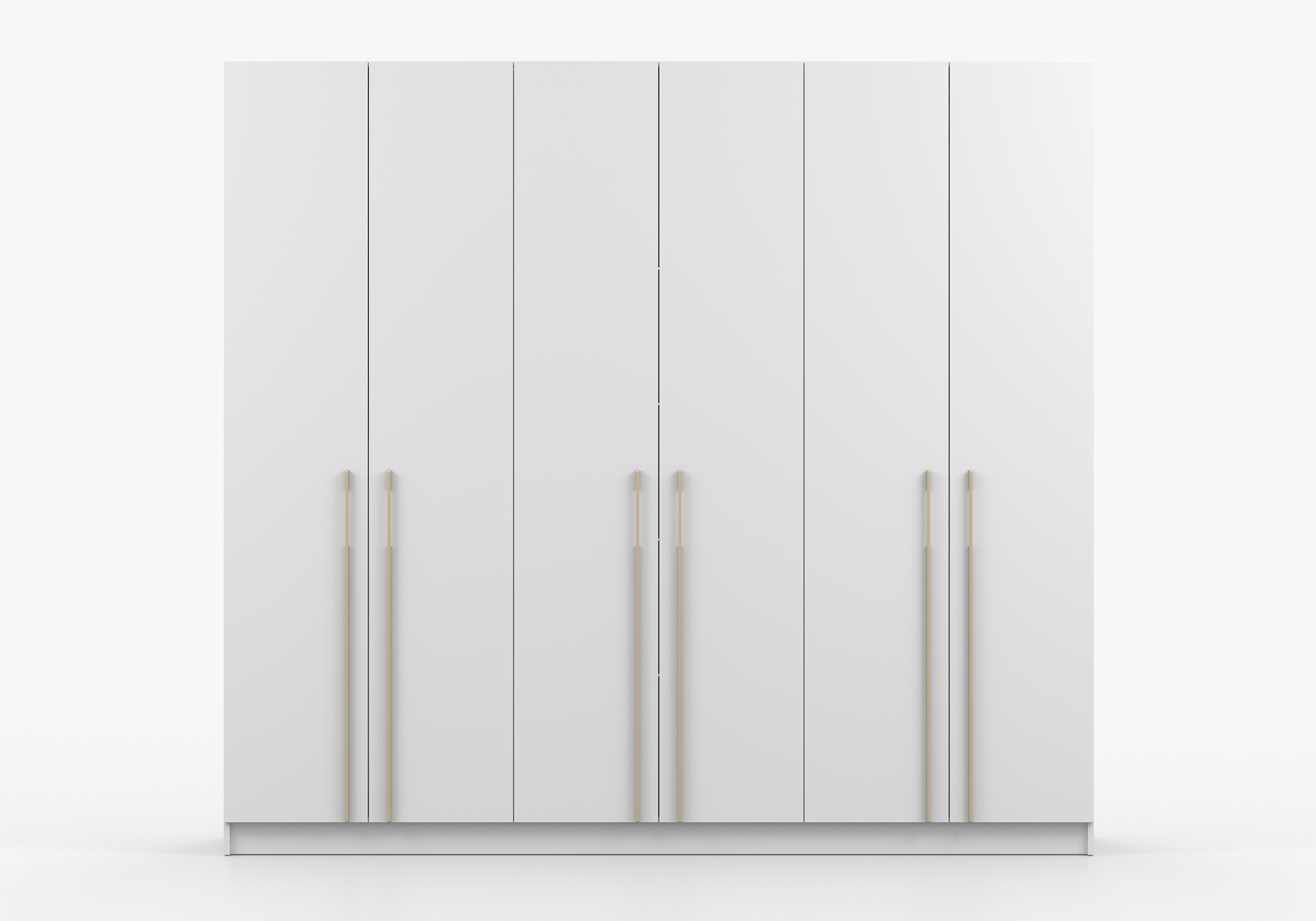 Šatní skříň Kaszmir 6D Rozměry: 230 cm, Pásky / úchyty: Zlatý, Barva korpusu + barva dveří: Bílá
