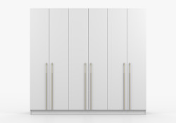 Šatní skříň Kaszmir 6D Rozměry: 230 cm, Pásky / úchyty: Zlatý, Barva korpusu + barva dveří: Bílá