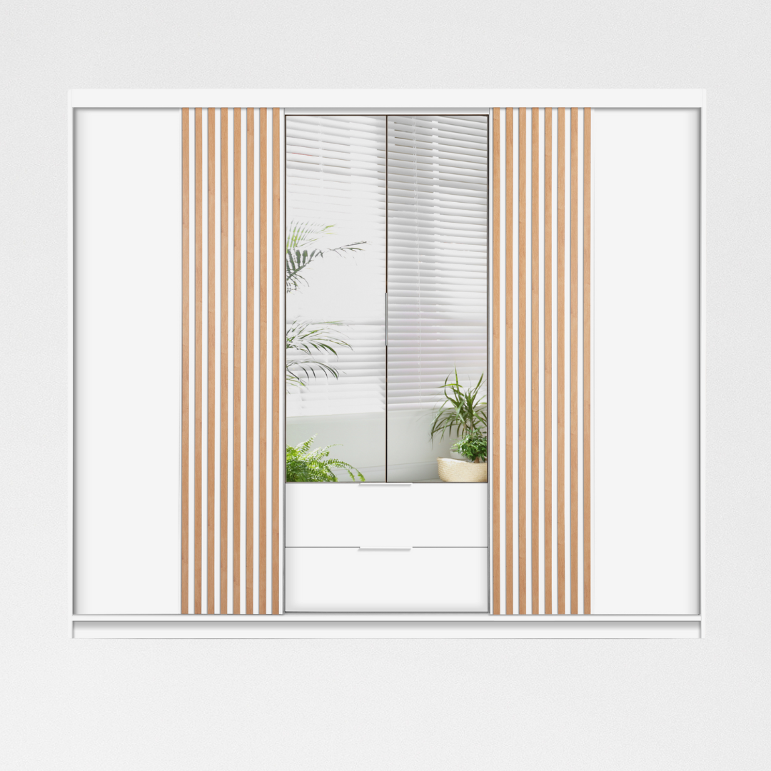 Šatní skříň Majorka Barva korpusu: Bílá, Rozměry: 250 cm, Dveře: Bílá + zrcadlo