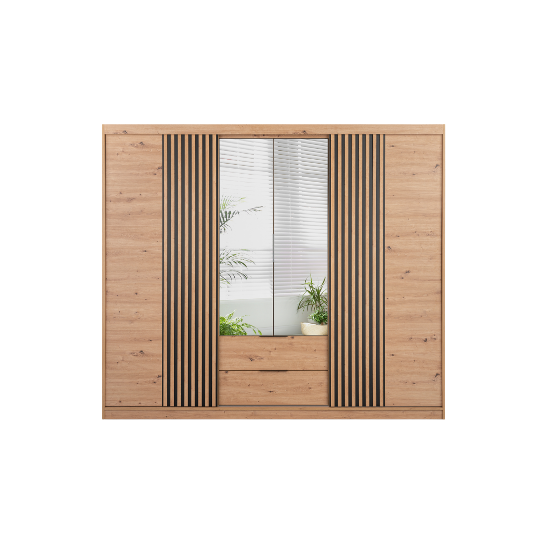 Šatní skříň Majorka Barva korpusu: Dub artisan, Rozměry: 250 cm, Dveře: Dub artisan + zrcadlo