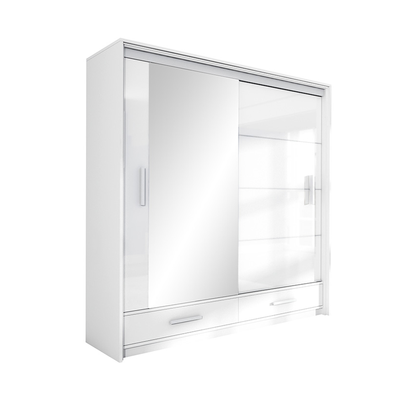 Šatní skříň Marsylia lesk Barva korpusu: Bílý lesk, Rozměry: 208 cm