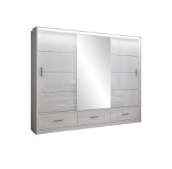 Šatní skříň Marsylia lesk Barva korpusu: Bílý lesk, Rozměry: 255 cm