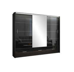 Šatní skříň Marsylia lesk Barva korpusu: Černý lesk, Rozměry: 255 cm