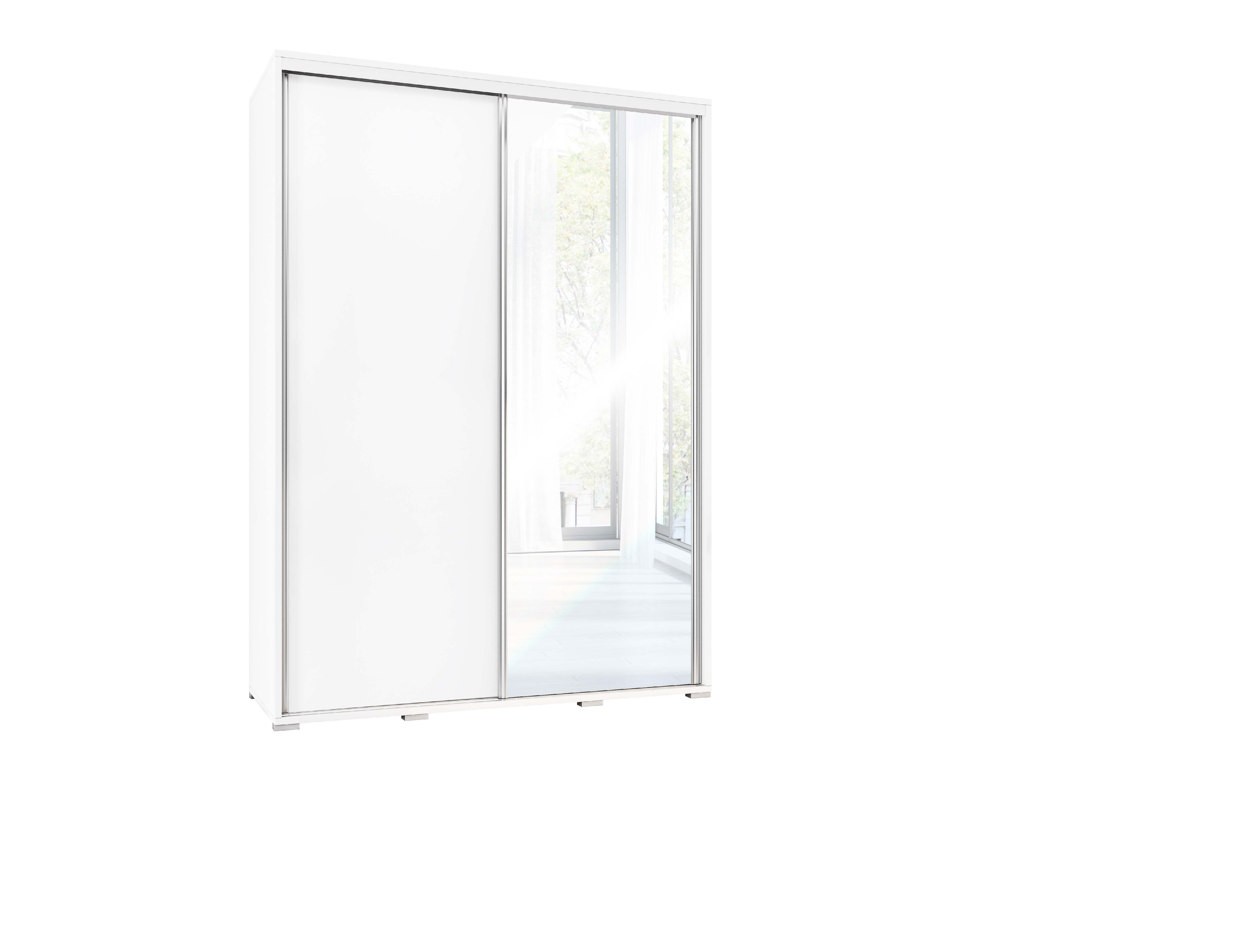 Šatní skříň Penelopa - šířka 155 cm - bílá barva + zrcadlo