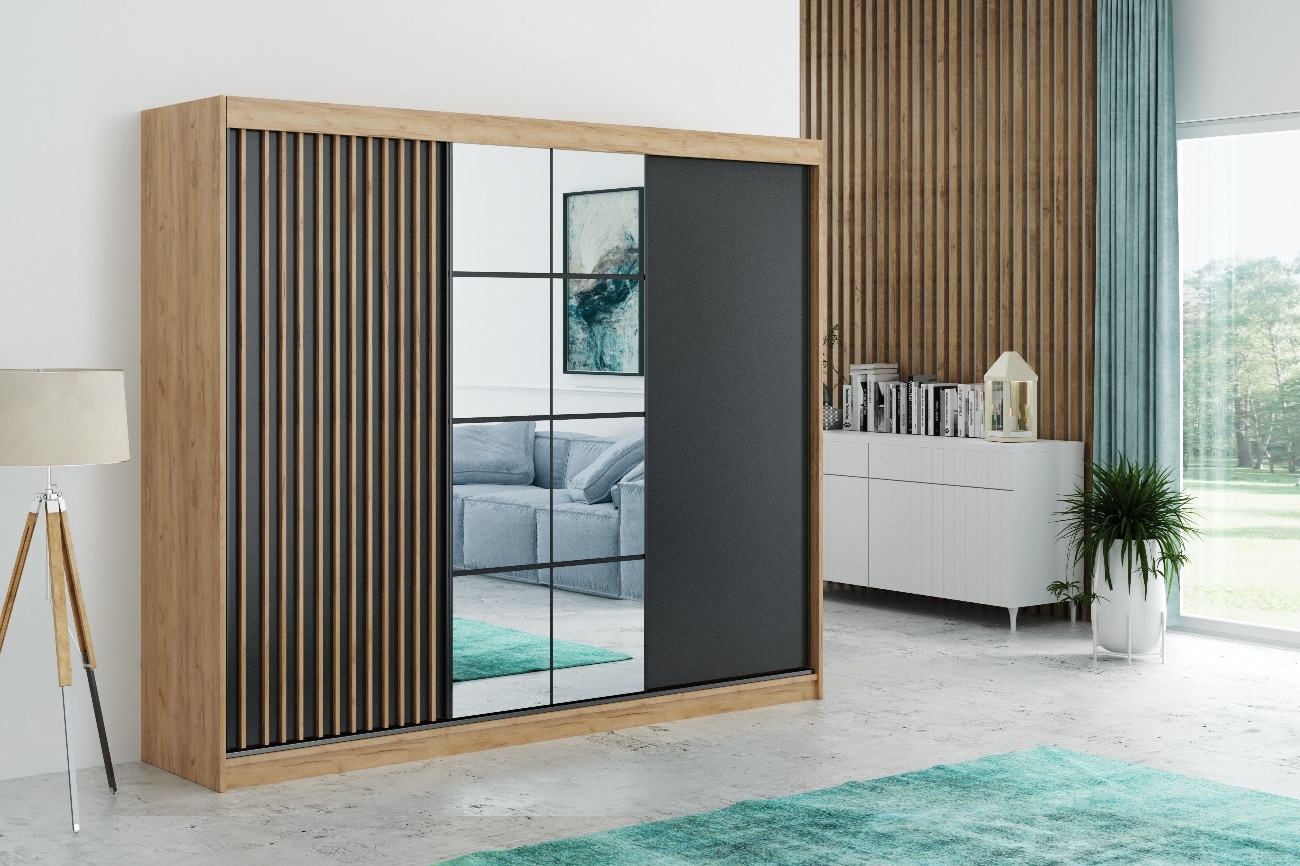 Šatní skříň Rocco Barva korpusu: Dub - Craft zlatý, Rozměry: 250 cm