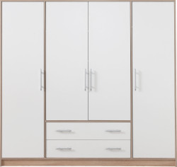 Šatní skříň Smart SR1 Varianta: Bez zrcadla, Barva korpusu + barva dveří: Dub sonoma + Bílá