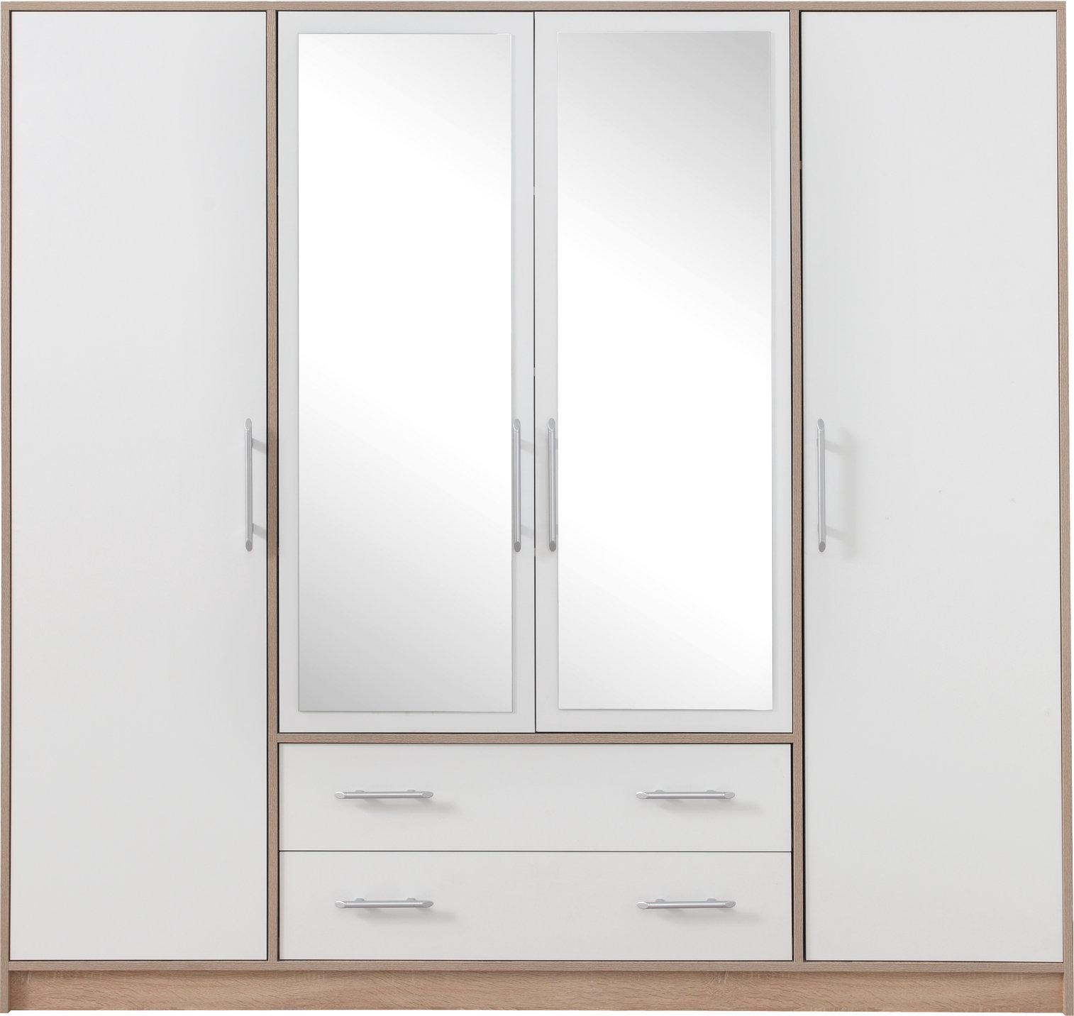 Šatní skříň Smart SR1 Varianta: Se zrcadlem, Barva korpusu + barva dveří: Dub sonoma + Bílá