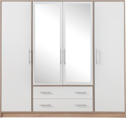 Šatní skříň Smart SR1 Varianta: Se zrcadlem, Barva korpusu + barva dveří: Dub sonoma + Bílá
