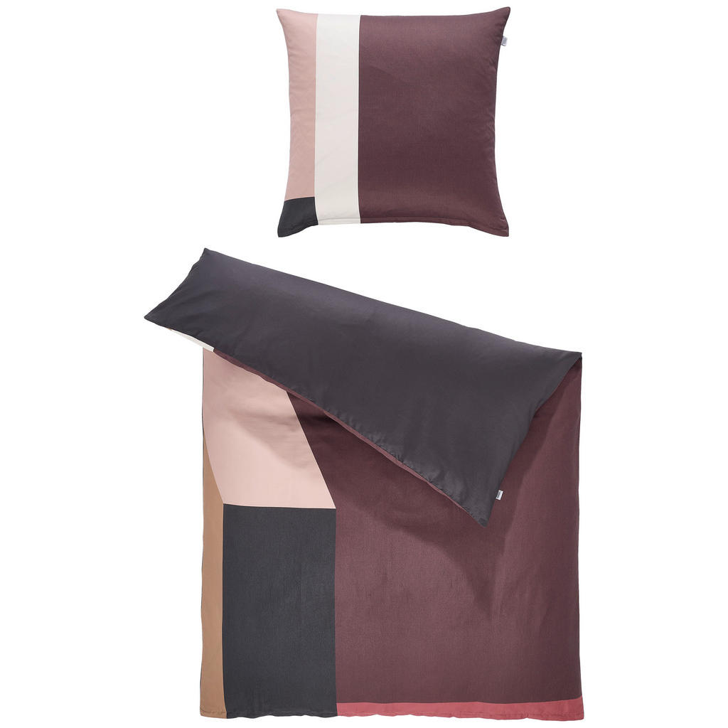 Schöner Wohnen OBOUSTRANNÉ POVLEČENÍ, satén, antracitová, krémová, světle růžová, červenohnědá, 135/200 cm