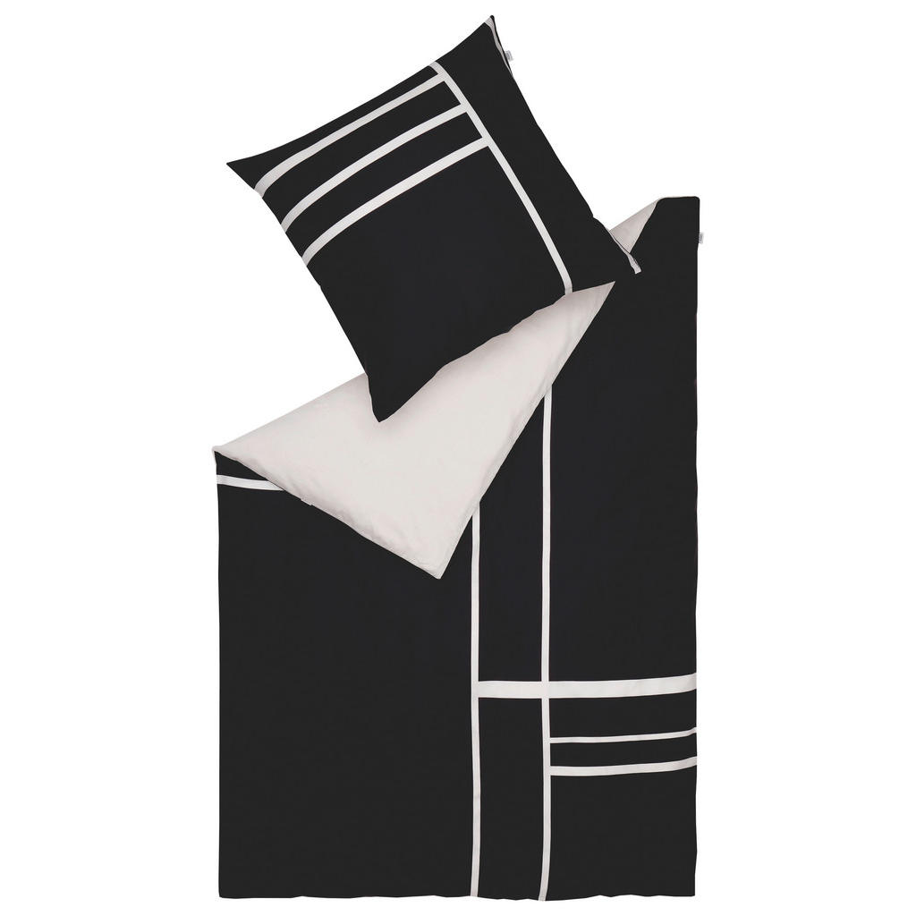 Schöner Wohnen POVLEČENÍ, satén, antracitová, krémová, černá, bílá, 140/200 cm