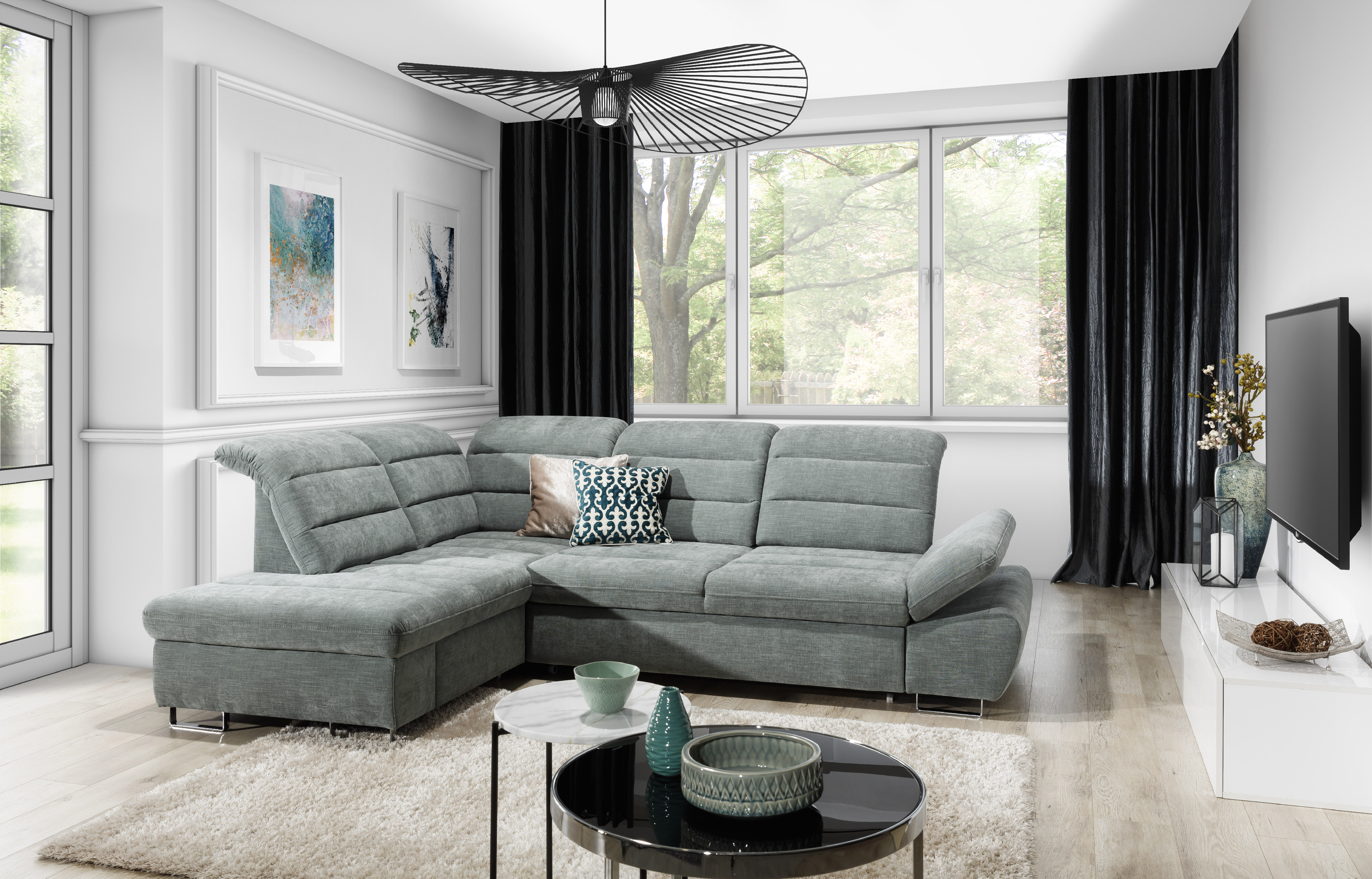 Sedací souprava Roma 2 Provedení: Pravá varianta, Nožičky: Černé, látka: Urban 1