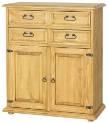 Selská komoda z masivu com 107 slim - k09 přírodní borovice