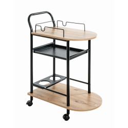 SERVÍROVACÍ VOZÍK, černá, barvy dubu, 65/35/83 cm