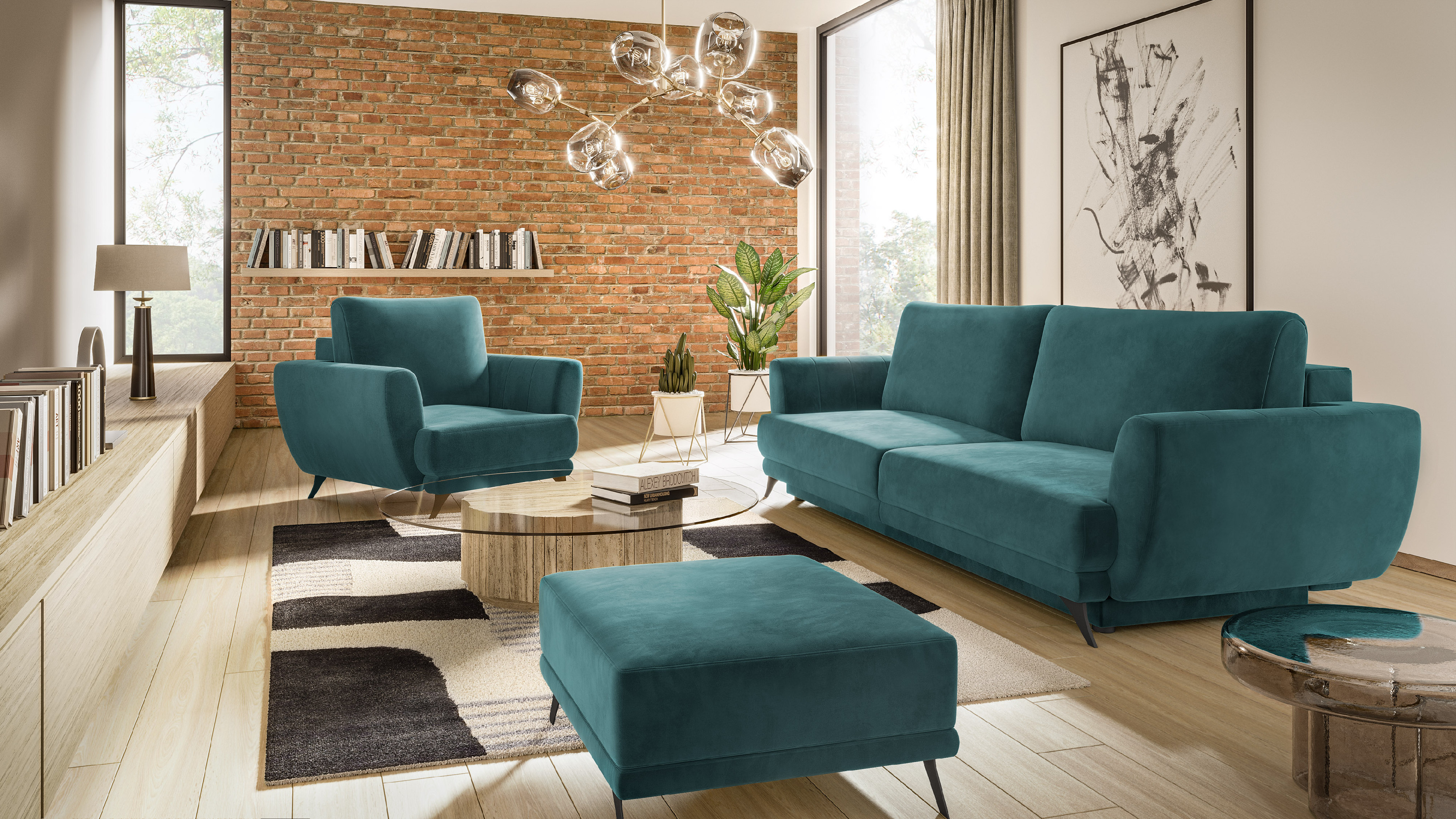 Sestava Megis - 3F+1F+taburet látka: Velvetmat 38