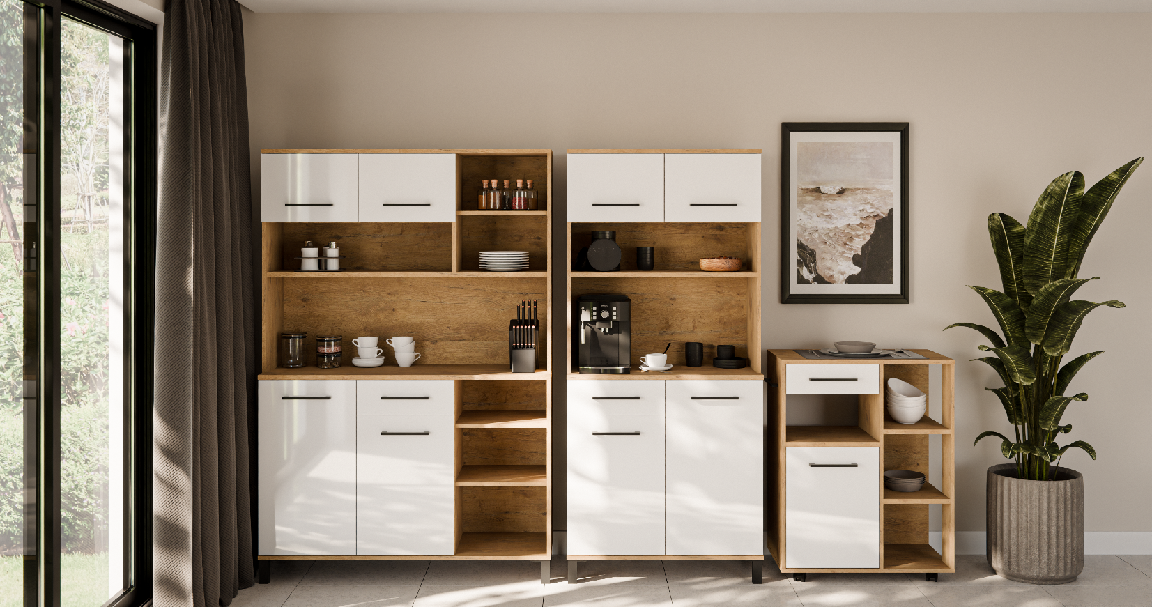 Sestava Vigo WHHG Barva korpusu: Dub Lancelot, Barva dvířek: Bílý lesk