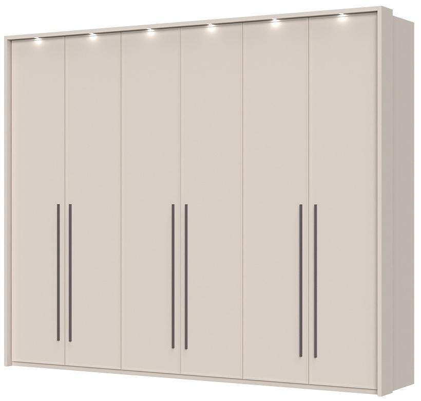 Šestidveřová šatní skříň s led osvětlením baptiste - béžová