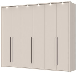 Šestidveřová šatní skříň s led osvětlením baptiste - béžová