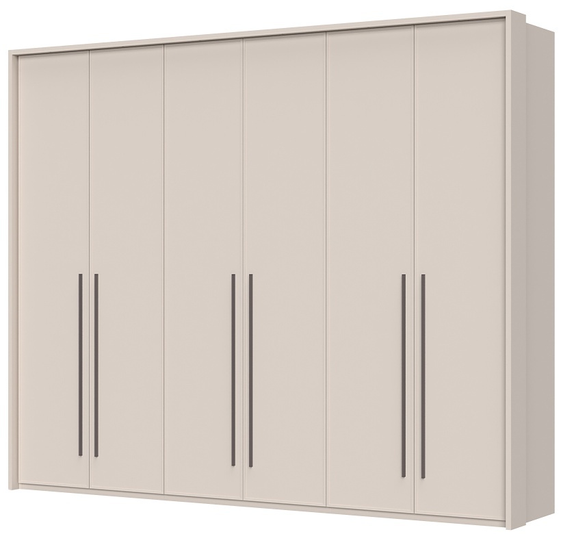 Šestidveřová šatní skříň s rámem baptiste - béžová
