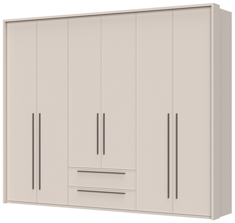 Šestidveřová šatní skříň se zásuvkami a rámem i baptiste - béžová