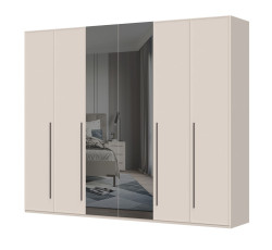 Šestidvéřová šatní skříň se zrcadlem baptiste - béžová