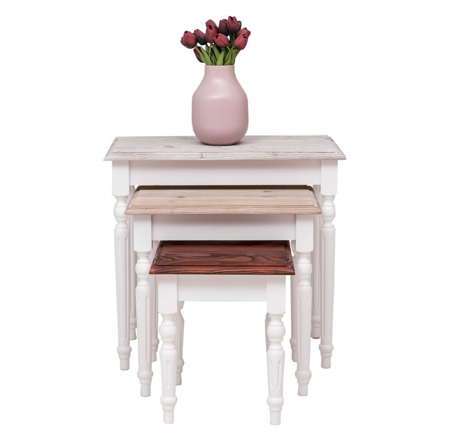 Set odkládacích stolků percy 80 - bílá/hnědá/šedá